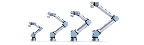 Die 4 Grössen der kollaborativen Roboter der e-Series von Universal Robots