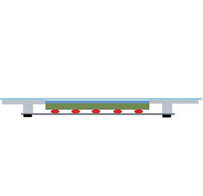 Displayintegration auf eineGlassscheibe oder Folie mit Abstandsdots
