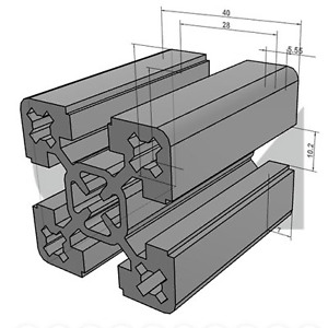 Konstruktionsprofil 40x40 in 3D Step Ansicht