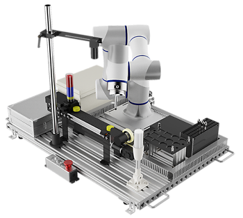 Roboter Trainingsplattform für Ausbildung mit Roboter, Transportband, Vakuumgreifer, Vision-Kit und Steuerung