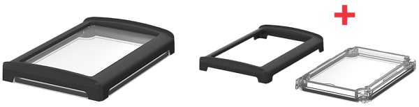 BoVersa Gehäusedeckel offen in schwarz mit transparentem Funktionsdeckel