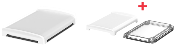 BoVersa Gehäusedeckel geschlossen in weiss mit transparentem Funktionsdeckel