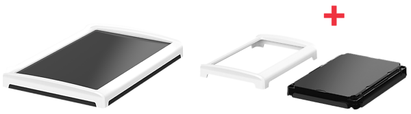 BoVersa Gehäusedeckel offen in weiss mit schwarzem Funktionsdeckel