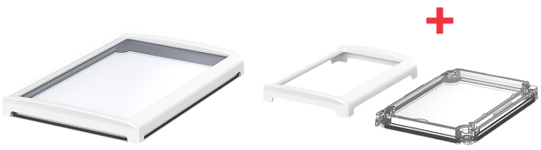 BoVersa Gehäusedeckel offen in weiss mit transparentem Funktionsdeckel