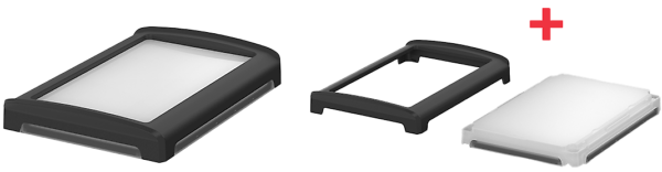 BoVersa Gehäusedeckel offen in schwarz mit transluzentem Funktionsdeckel