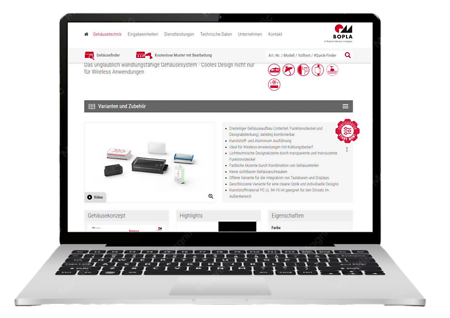 Konfigurator des Elektronikgehäuses BoVersa auf einem Laptop